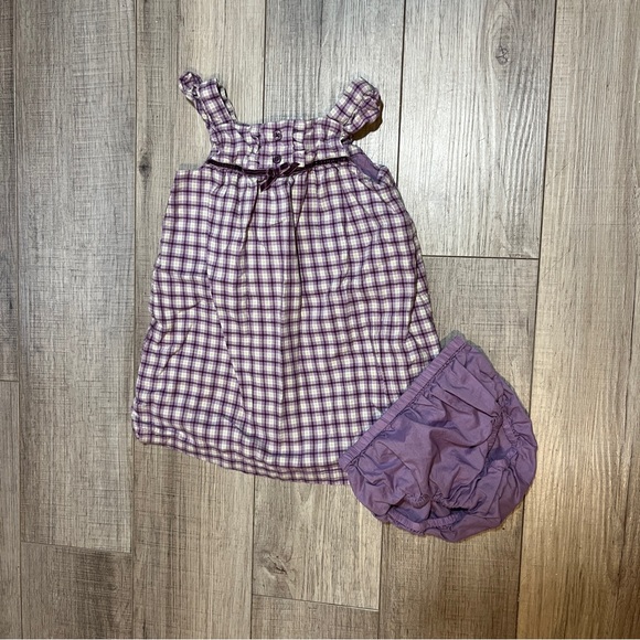 Janie & Jack 6-12M Baby Girl Dress Purple Checkered Set Chic Lagonlook Summer - Picture 9 of 9